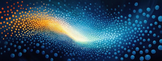 Poster - Abstract Blue and Orange Swirling Dots Digital Art Background Design