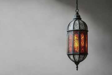 Poster - A Decorative Lantern Hanging From a Metal Chain in Light