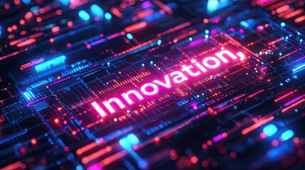 Poster - A glowing neon sign reading 
