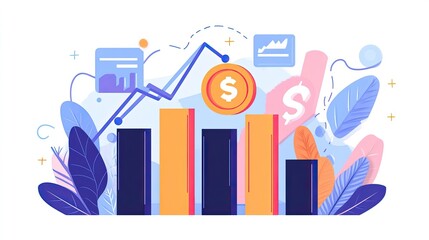 Poster - A modern financial graphic depicting a growing bar chart, illustrating financial growth, business success, and data-driven strategies. --a