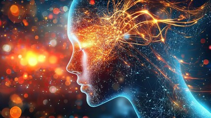 Poster - Abstract artistic representation of artificial intelligence with glowing neural connections. 