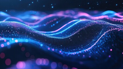 Poster - Abstract digital background, big data visualization, futuristic technology wave, ideal for tech, analytics, and cutting-edge digital themes.