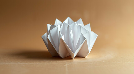 Poster - Geometric paper sculpture displays precise origami folds and clean lines