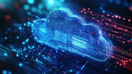 Poster - Cloud computing technology concept showing the delivery of services over the internet, illustrating digital transformation in business. 