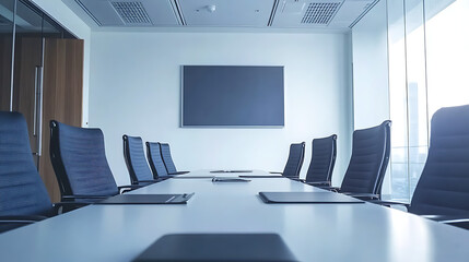 Wall Mural - A large conference room with a black board on the wall