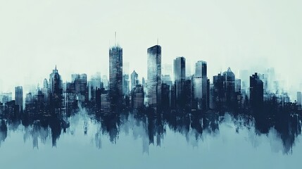 Poster - Futuristic city skyline with abstract data visualizations, showcasing digital transformation and cutting-edge urban development.
