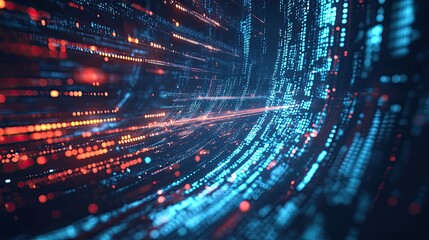 Poster - Futuristic digital data flow, representing the concept of big data and digital transformation