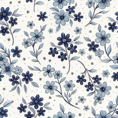  Floral Seamless Pattern Design Nature-Inspired Artwork Digital Fabric Print Soft Color Palette Top View Creative Aesthetics