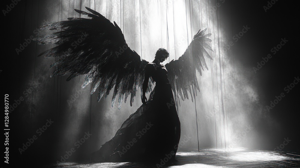 Fallen Angel Lucifer Exiled from Paradise with Broken Wings and ...