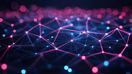 Poster - Geometric 3D render of a digital network with glowing connections between points