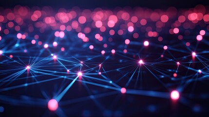 Poster - Geometric 3D render of a digital network with glowing connections between points
