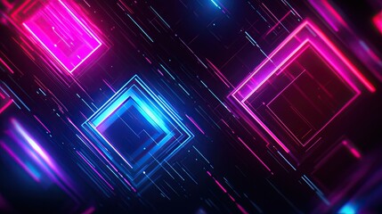 Poster - Geometric polygonal shapes in vibrant neon colors, creating an abstract, futuristic backdrop.