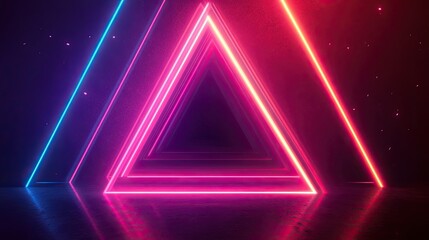 Poster - Geometric triangle pattern with neon gradient colors, creating a sharp modern aesthetic.