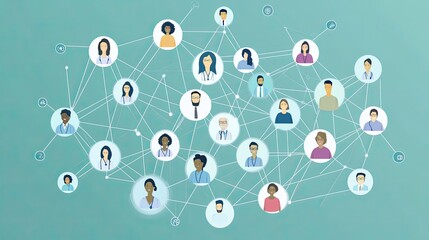 Poster - Graphic representing the interconnectedness of community care, ideal for healthcare, social services, and support network visuals.