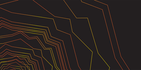 Poster - orange lines techno abstract background overlap layer on dark space with polygon effect decoration.