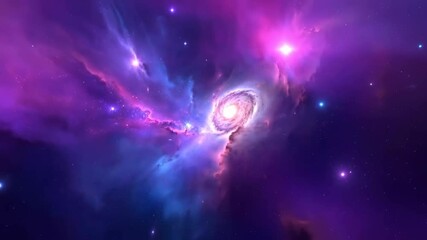 Wall Mural - spiral galaxy in deep space with bright stars and nebula clouds. pink and blue cosmic background wit