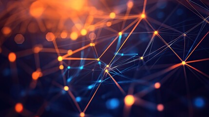 Poster - High-tech minimalistic digital network with interconnected glowing lines