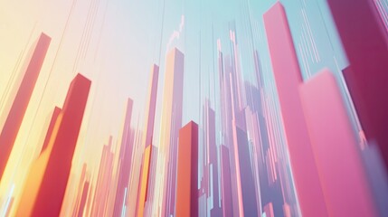 Poster - Holographic financial data floating in a pastel-toned digital environment, ideal for futuristic, finance, and data visualization-based design projects. 
