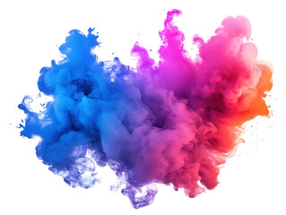 Poster - Abstract cloud of vibrant colors floating in space, blending hues of blue, purple, pink, and orange. The image has transparent background