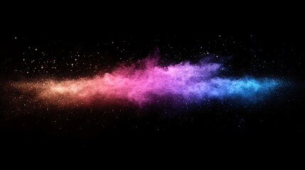 Poster - Rainbow-colored powder dust explosion PNG, creating a festive and celebratory element for event promotions or artistic backgrounds.