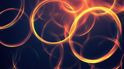 Poster - Simple abstract pattern of interlocking circles with glowing edges, symbolizing digital harmony.