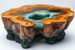 © Mariya - Contemporary Live-Edge Coffee Table with Turquoise Resin Accents