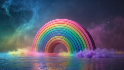Aufkleber - Dreamy scenery featuring vibrant rainbow layers and colorful textures, a stunning artistic design concept.
