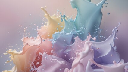 Poster - Pastel color splashes for design inspiration, featuring a softly blurred gradient background texture. Love expressed in various forms. Aesthetically pleasing for book design and paper applications,...