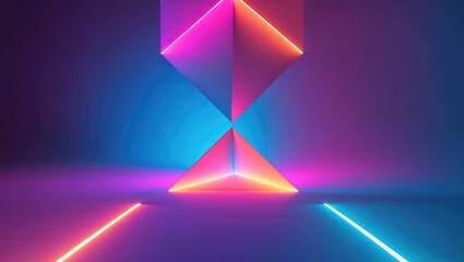 Poster - background featuring a colorful neon gradient with abstract geometric shapes