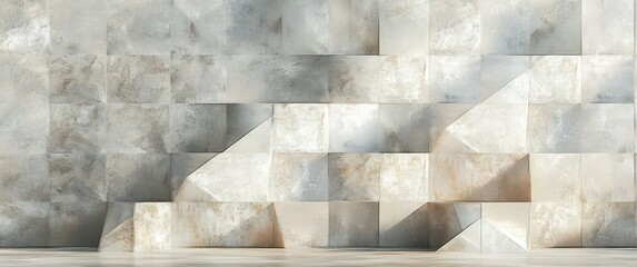Aufkleber - abstract geometric pattern with soft colors and textured surfaces for modern decor and design