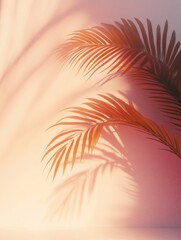 Poster - Palm Leaf Shadows on Pastel Background for Summer Mockup Design