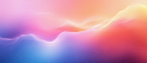 Poster - Abstract Gradient Banner Background with Holographic Texture and Grainy Noise Effect in Pastel Colors