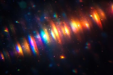 Aufkleber - Colorful Rainbow Light Reflections on Dark Background Abstract Ethereal Dreamlike Soft Focus Effect