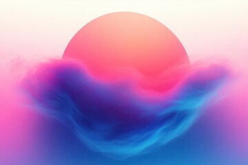 Poster - Abstract Gradient Texture with Soft Lighting in Blue and Pink Hues Circular Design