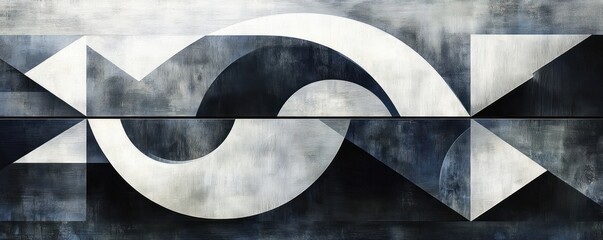 Leinwandbilder - Geometric Abstract Black and White Art with Gray Texture