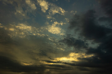 Wall Mural - cloudscape, colored clouds at sunset