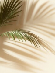 Poster - Palm Leaf Shadows Abstract Background Minimalist Mock-Up Design for Summer and Tropical Aesthetics
