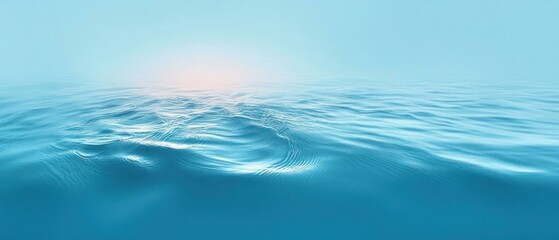 Poster - Blue Water Surface Texture with Ripples and Bubbles Abstract Background for Summer Spa Skincare