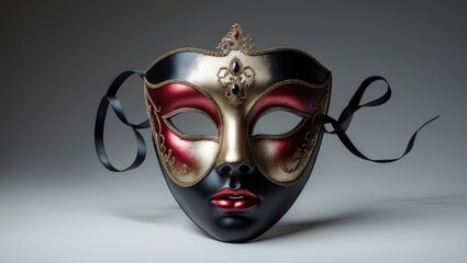 Poster - Decorative masquerade mask against a plain backdrop with space for text