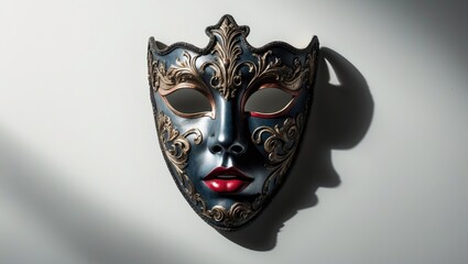 Poster - Decorative Venetian mask displayed against a white backdrop