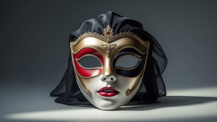 Poster - Decorative masquerade mask set against a blank backdrop with space for text