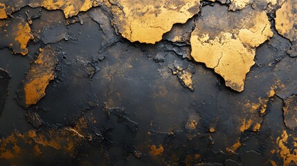 Poster - Abstract art featuring a textured blend of gold and black. Ideal for backgrounds or design elements. Abstract Gold and Black Textured Art