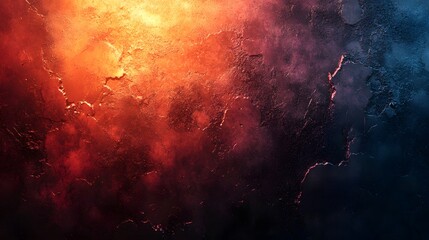 Poster - Abstract fiery texture with intense red and blue gradients. Grunge wall background with dramatic lighting and vibrant colors. Fiery Abstract Texture: A Vivid Symphony of Red and Blue Hues
