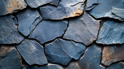 Poster - Close-up of a rustic blue stone wall. Textured, natural stone surface ideal for background. Rustic Blue Stone Wall Texture: A Deep Dive into Natural Stone
