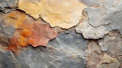 Poster - Close-up view of a textured stone wall with varied earthy tones, creating an abstract and natural backdrop. Abstract Stone Texture: Earthy Tones and Rugged Beauty
