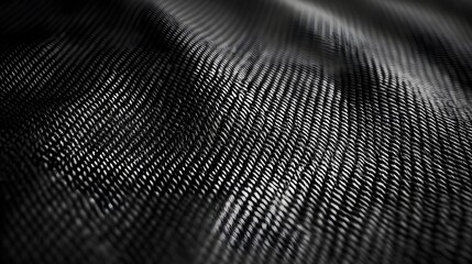 Poster - Close-up view of a black fabric with wavy texture. Abstract background image. Abstract Black Fabric Texture: A Close-Up View of a Wavy, Textured Surface