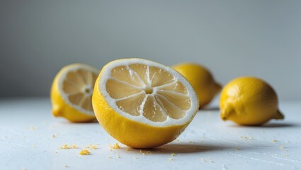 Wall Mural - Lemon rind placed against a neutral background. nutritious food