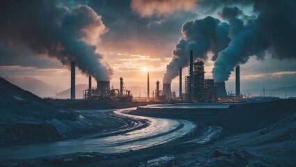 Poster - Concept of Carbon Capture, Utilization, and Storage. Achieving net zero objectives, reducing global warming. Technologies for capturing CO2 and storing it underground or using it in various industr...