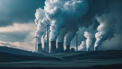 Poster - achieving net zero by 2050. striving for carbon neutrality. targeting zero greenhouse gas emissions.