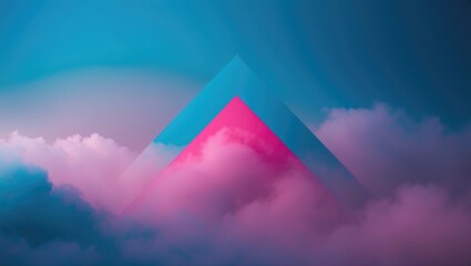 Poster - Abstract background featuring triangles with a gradient transition from blue to pink.